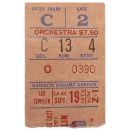 Concert Ticket <br>1970.09.19 <br>New York, NY (Afternoon)