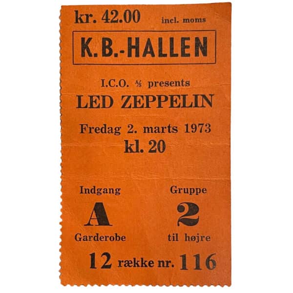 Concert Ticket <br>1973.03.02 <br>Copenhagen, DK