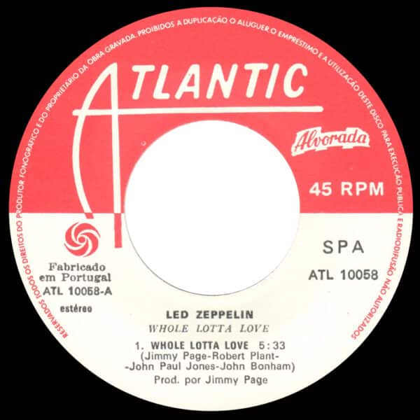 Single <br>Portugal (ATL 10058) <br>Whole Lotta Love / Living Loving Maid (Promo) - Image 3