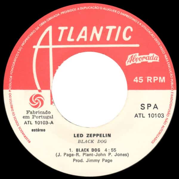 Single <br>Portugal (ATL 10103) <br>Black Dog / Misty Mountain Hop (Promo) - Image 3
