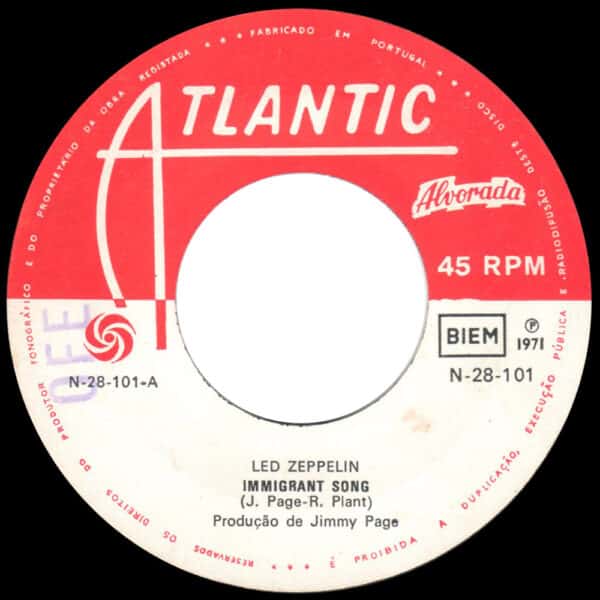 Single <br>Portugal (N-28-101) <br>Immigrant Song / Hey, Hey, What Can I Do (Promo) - Image 3