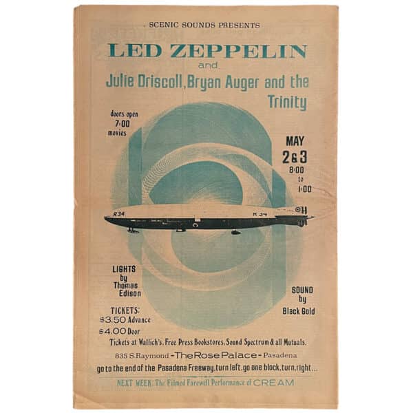 Concert Advertisement <br>1969.05.02 <br>Pasadena, CA (Ad)