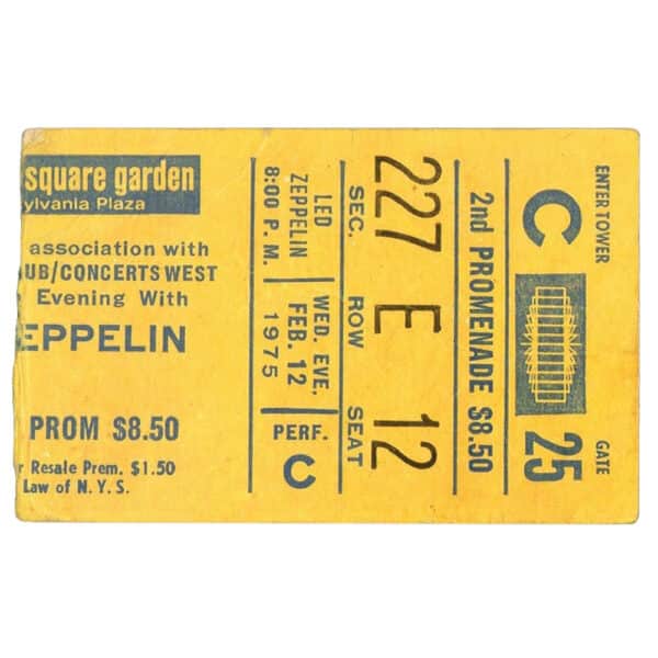 Concert Ticket <br>1975.02.12 <br>New York, NY