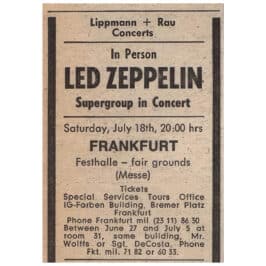 Concert Advertisement <br>1970.07.18 <br>Franfurt, DE (Ad)