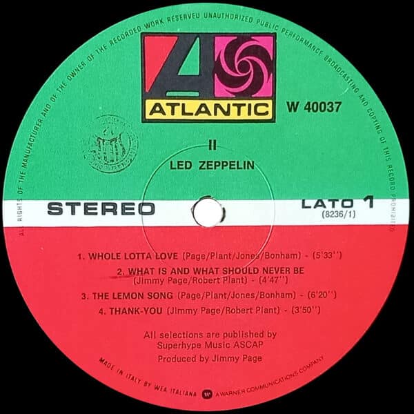 LP <br>Led Zeppelin II <br>Italy (W 40037) - Image 3