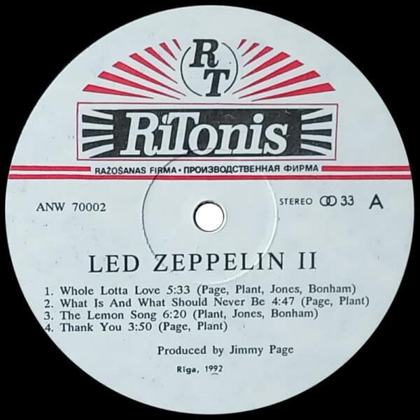 LP <br>Led Zeppelin II <br>Latvia (ANW 70002) - Image 4