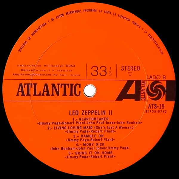 LP <br>Led Zeppelin II <br>Mexico (ATS-18) - Image 4
