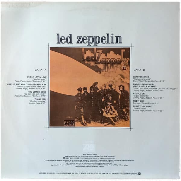 LP <br>Led Zeppelin II <br>Mexico (LWA 5004) - Image 2