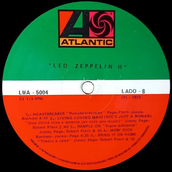 LP <br>Led Zeppelin II <br>Mexico (LWA 5004) - Image 4