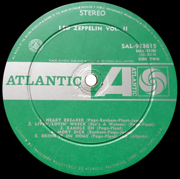 LP <br>Led Zeppelin II <br>New Zealand (SAL 933615) - Image 5