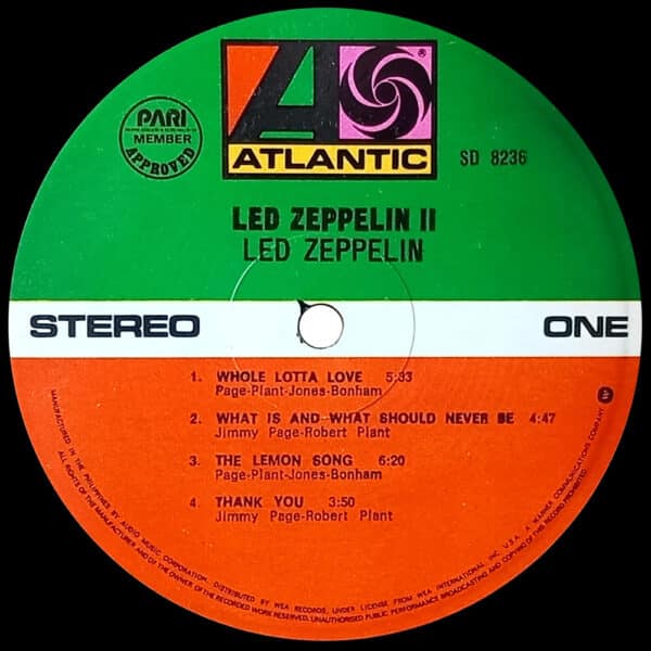 LP <br>Led Zeppelin II <br>Philippines (SD 8236) - Image 3