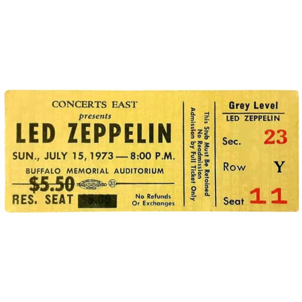 Concert Ticket <br>1973.07.15 <br>Buffalo, NY