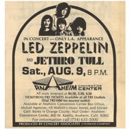 Concert Advertisement <br>1969.08.09 <br>Anaheim, CA (Ad)
