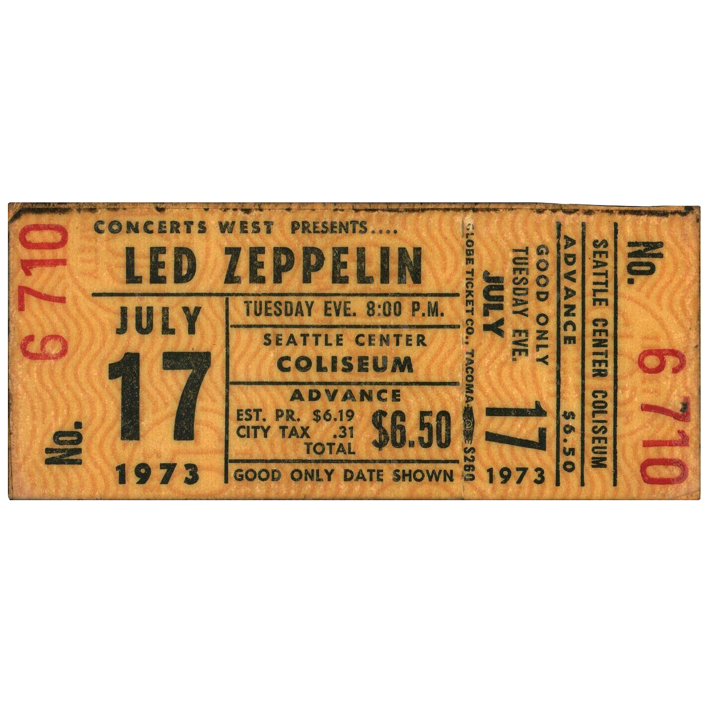 Concert Ticket <br>1973.07.17 <br>Seattle, WA