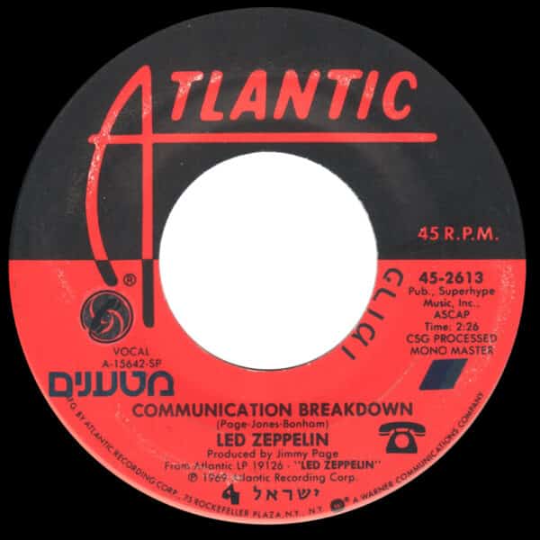 Single <br>Israel (45-2613) <br>Good Times Bad Times / Communication Breakdown (Promo #1) - Image 3