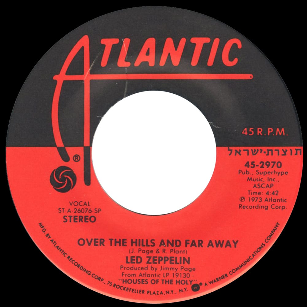 Single <br>Israel (45-2970) <br>Over The Hills and Far Away / Dancing Days (Promo)