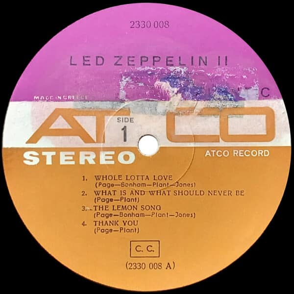 LP <br>Led Zeppelin II <br>Greece (2330 008) - Image 3