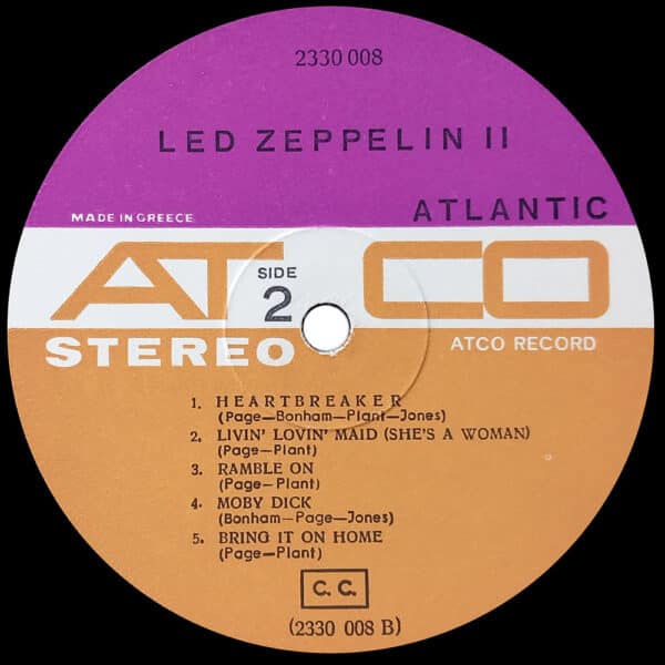 LP <br>Led Zeppelin II <br>Greece (2330 008) - Image 4