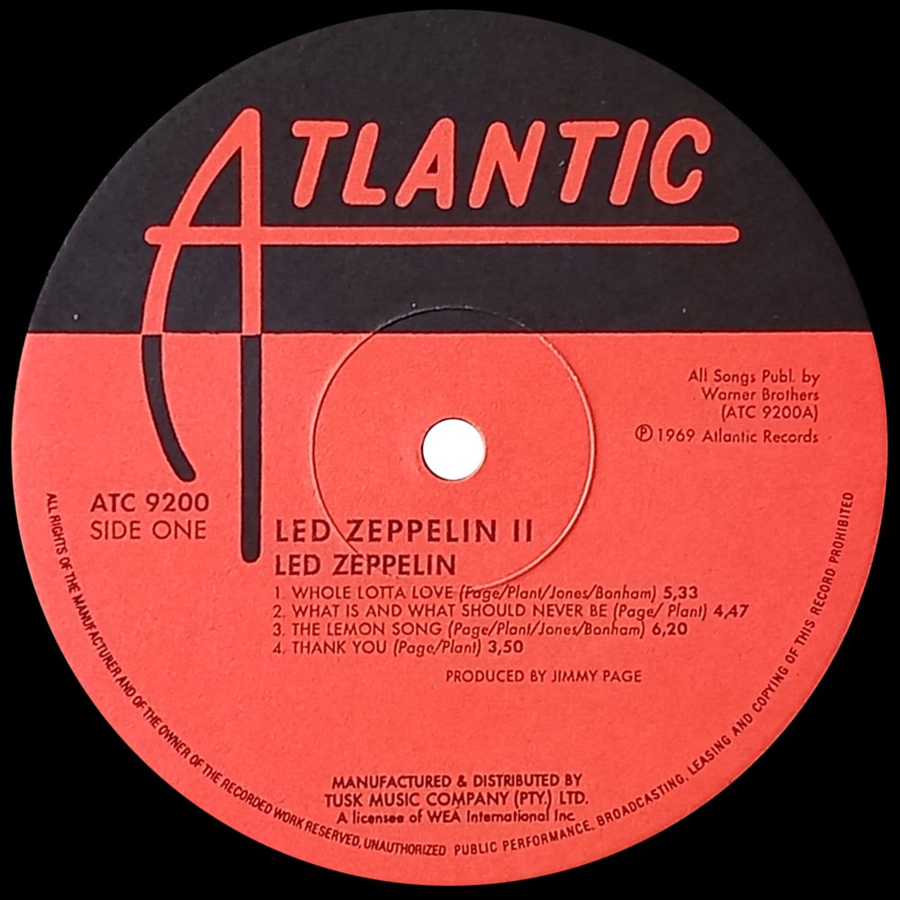 LP <br>Led Zeppelin II <br>South Africa (ATC 9200) #4 - Image 4