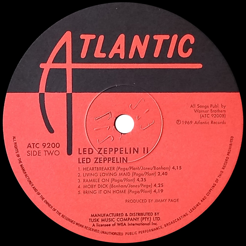 LP <br>Led Zeppelin II <br>South Africa (ATC 9200) #4 - Image 5
