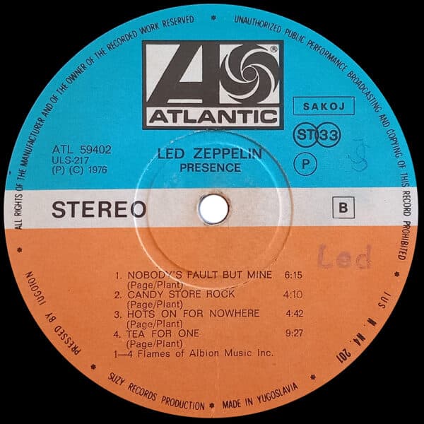 LP <br>Presence <br>Yugoslavia (ATL 59402) - Image 4