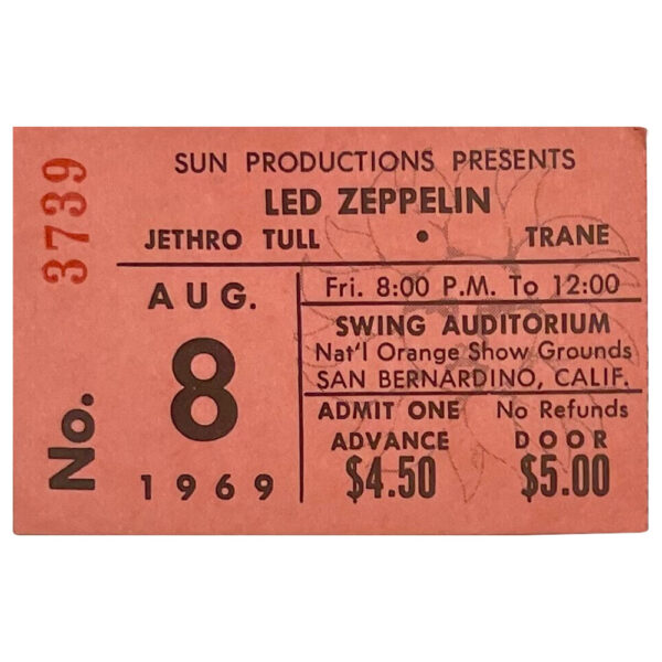 Concert Ticket <br>1969.08.08 <br>San Bernardino, CA