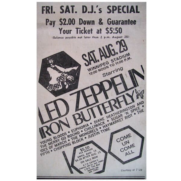 Concert Advertisement <br>1970.08.29 <br>Winnipeg, CA (Ad)