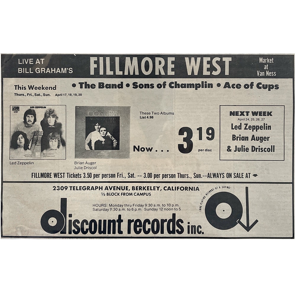 Concert Advertisement <br>1969.04 <br>San Francisco, CA (Ad) - Image 2