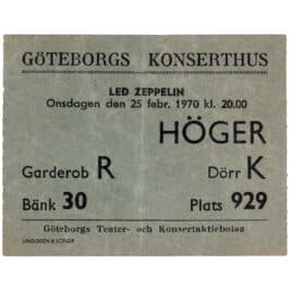 Concert Ticket <br>1970.02.25 <br>Goteborg, SE