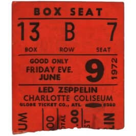 Concert Ticket <br>1972.06.09 <br>Charlotte, NC