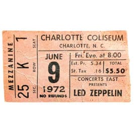 Concert Ticket <br>1972.06.09 <br>Charlotte, NC