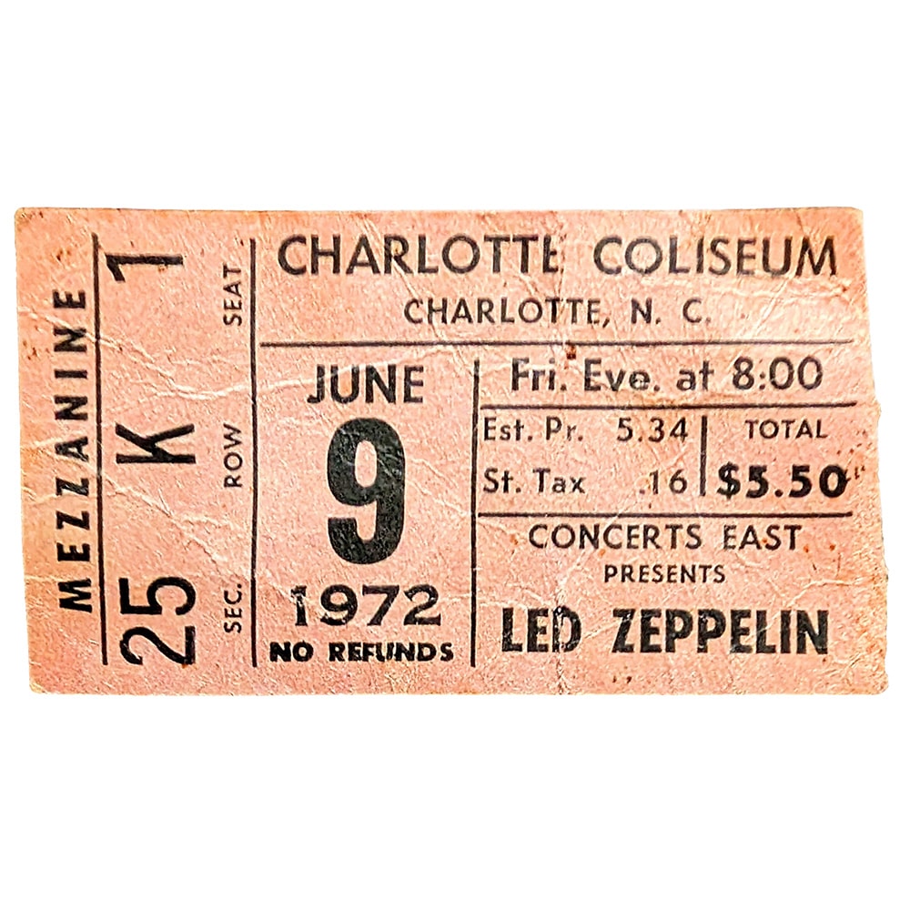 Concert Ticket <br>1972.06.09 <br>Charlotte, NC