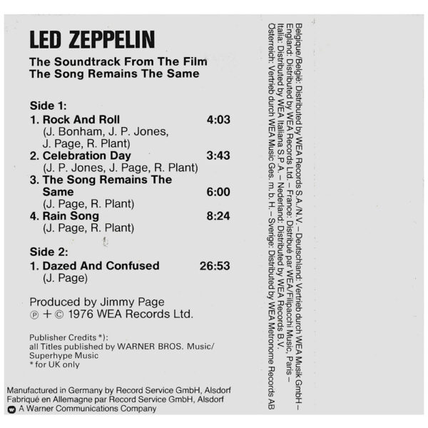 Cassette <br>The Song Remains The Same <br>Germany (7567-90303-4) - Image 4