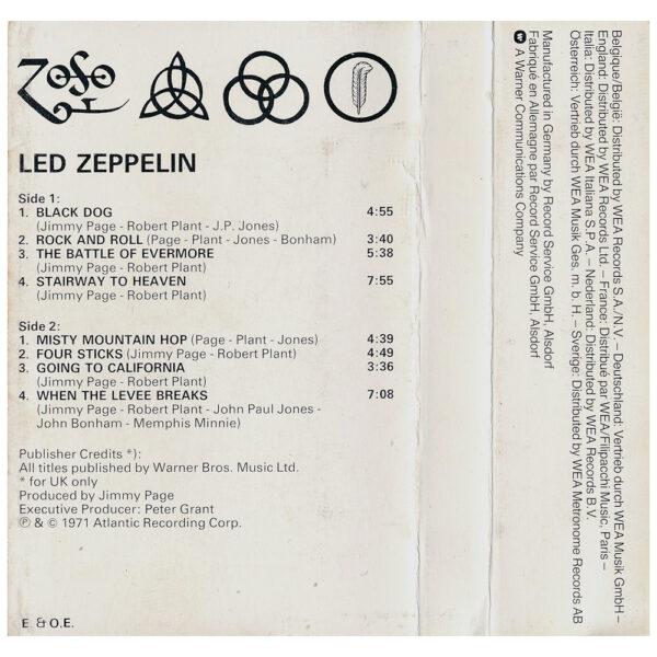 Cassette <br>Led Zeppelin IV <br>Germany (K 450 008) #3 - Image 3