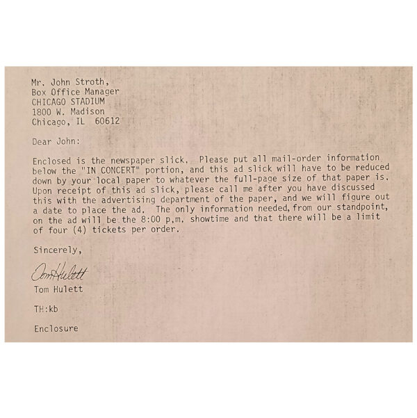 Concert Rarity <br>1980.09.18 <br>Letter, Concerts West - Image 2