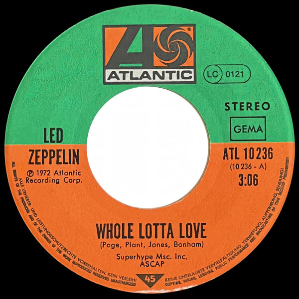Single <br>Germany (ATL 10236) <br>Whole Lotta Love / Immigrant Song (#6) - Image 3