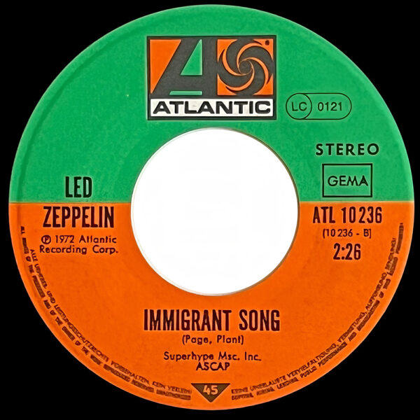 Single <br>Germany (ATL 10236) <br>Whole Lotta Love / Immigrant Song (#6) - Image 4