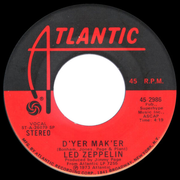 Single <br>USA (45-2986) <br>D'yer Mak'er / The Crunge (#02) - Image 2