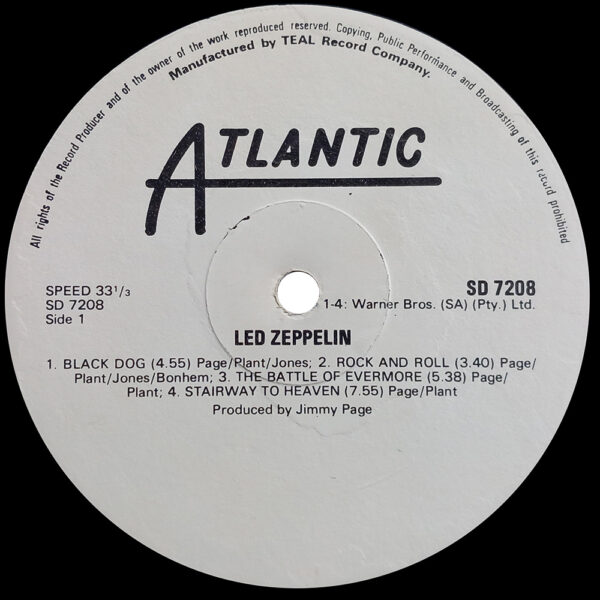 LP <br>Led Zeppelin IV <br>Rhodesia (SD 7208) - Image 3