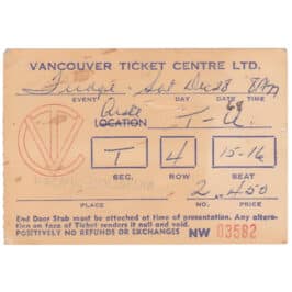Concert Ticket <br>1968.12.28 <br>Vancouver, CA
