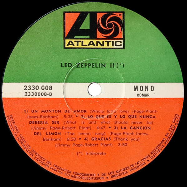 LP <br>Led Zeppelin II <br>Argentina (330 008) - Image 3