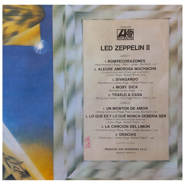 LP <br>Led Zeppelin II <br>Argentina (330 008) - Image 5