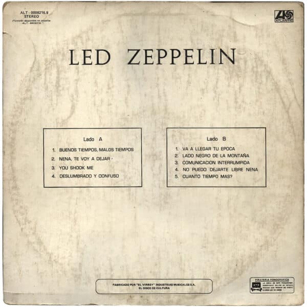 LP <br>Led Zeppelin <br>Peru (ALT 0008216) Version #1 - Image 2
