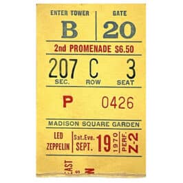 Concert Ticket <br>1970.09.19 <br>New York, NY (Evening)