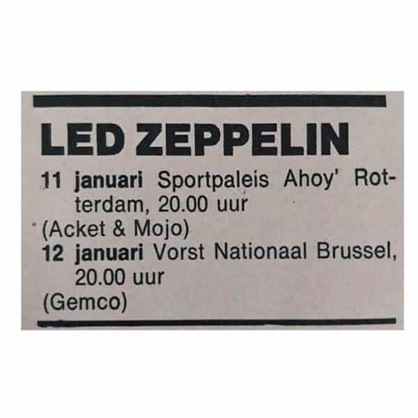 Concert Advertisement <br>1975.01.11 <br>Rotterdam, NL (Ad) #3 - Image 2