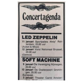Concert Advertisement <br>1975.01.11 <br>Rotterdam, NL (Ad) #3