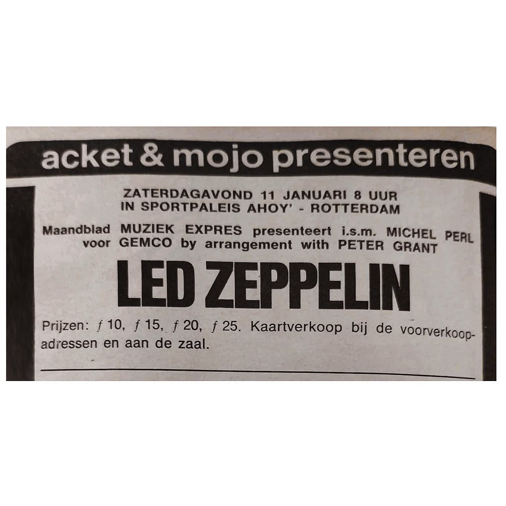 Concert Advertisement <br>1975.01.11 <br>Rotterdam, NL (Ad) #4