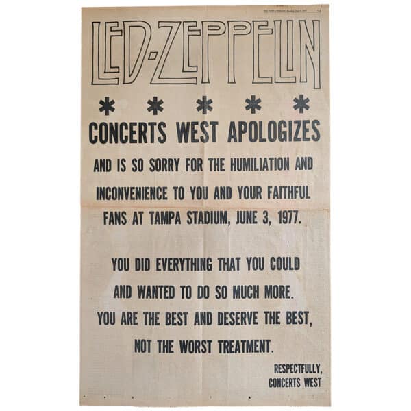 Concert Rarity <br>1977.06.03 <br>Tampa, Apology