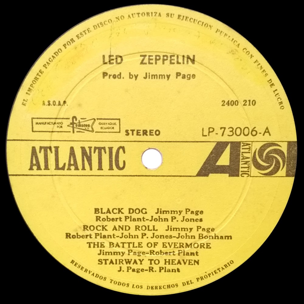 LP <br>Led Zeppelin IV <br>Ecuador (LP-73006) #2 - Image 4