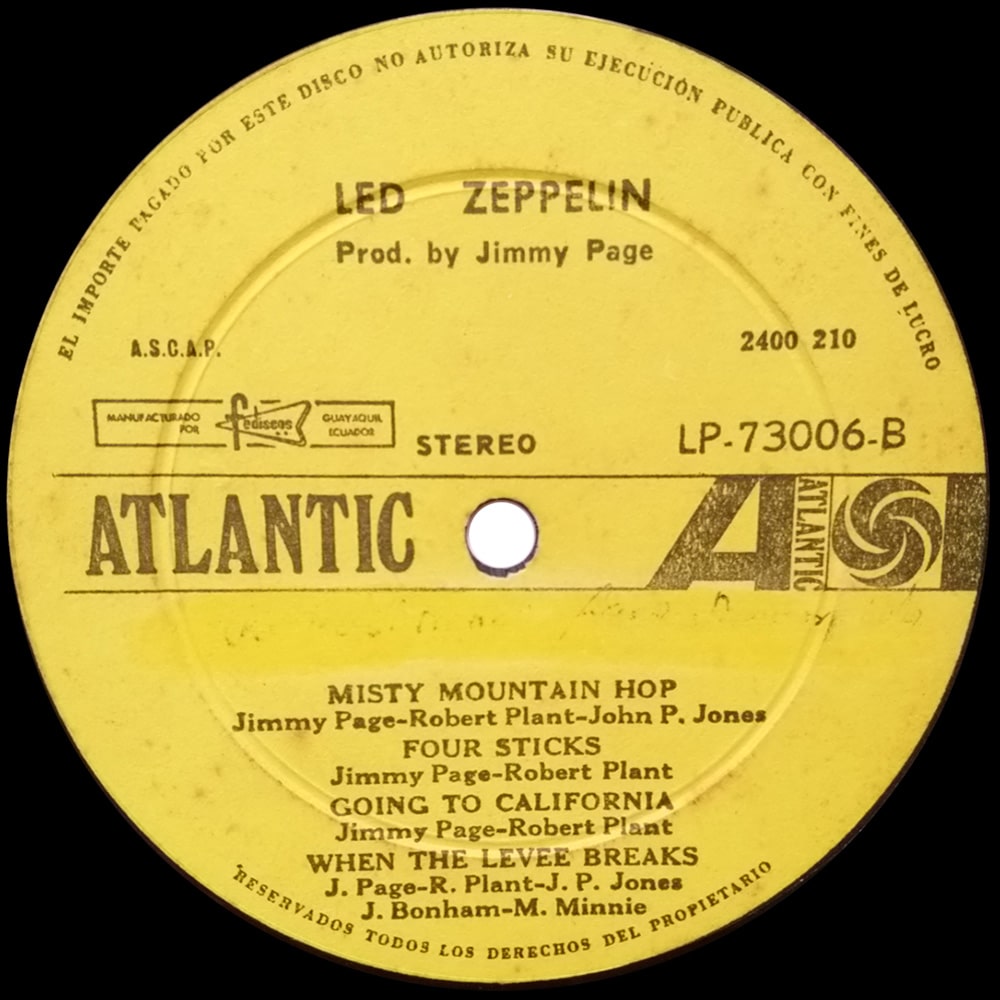 LP <br>Led Zeppelin IV <br>Ecuador (LP-73006) #2 - Image 5